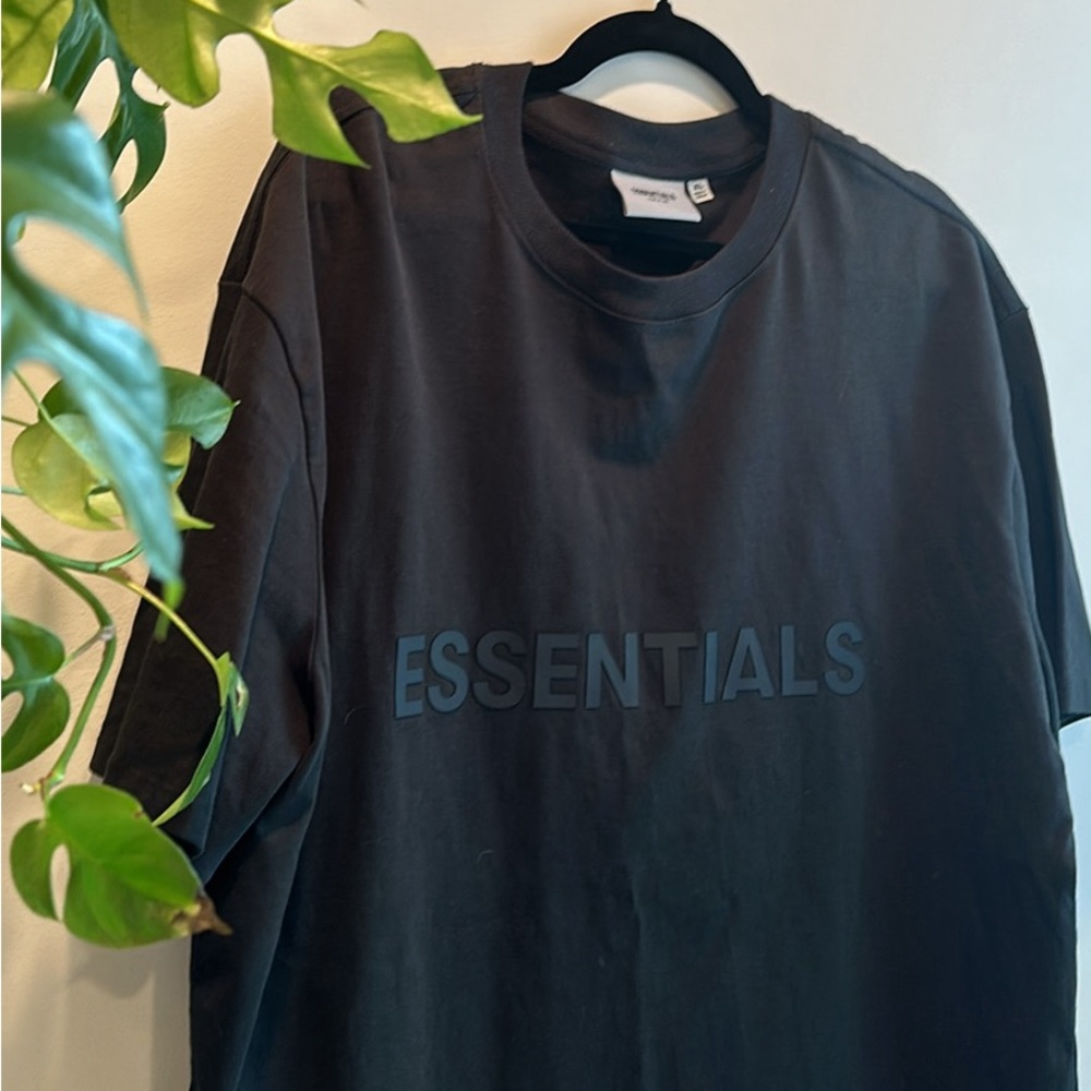Essentials Fear of God Black Appliqué logo T-Shirt, black XL